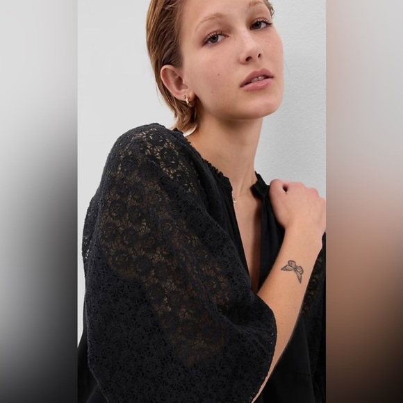 Gap Dress Midi lace sleeve 100% Cotton poplin body shift fit pullover style - Picture 5 of 9